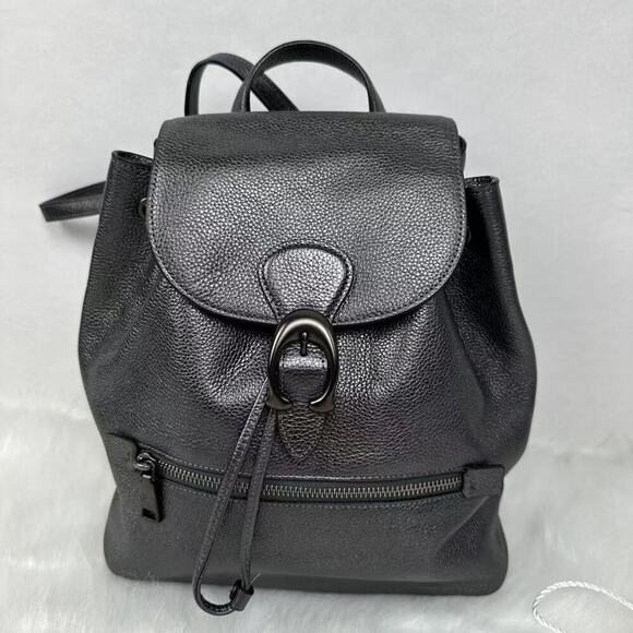 Coach Evie Backpack In Dark Grey Metallic Pebble Leather 79580 NWT - Picture 2 of 13